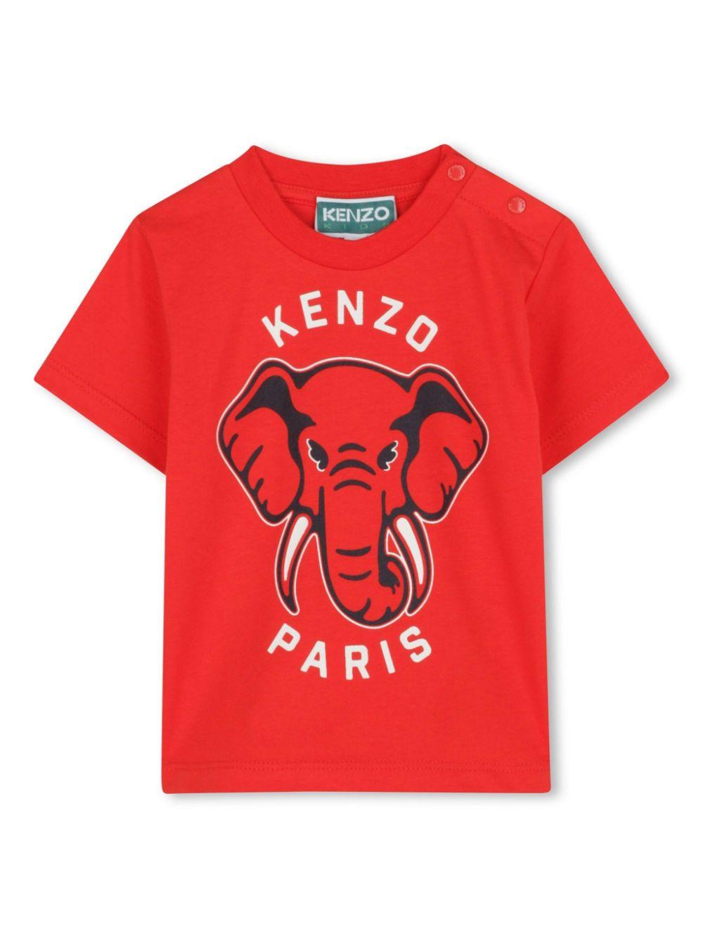 T-shirt con stampa grafica per neonato Kenzo Kids rosso con orlo dritto K60973 997 KENZO KIDS
