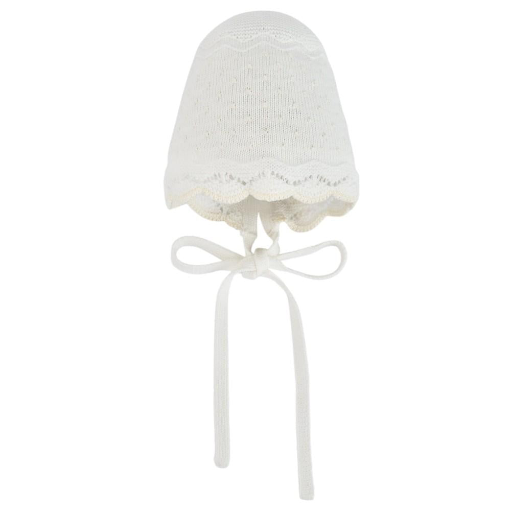 Cappello per neonati Paz Rodriguez Kids bianco con lavorazione in pointelle 011-123232 6062 PaZ RODRIGUEZ KIDS