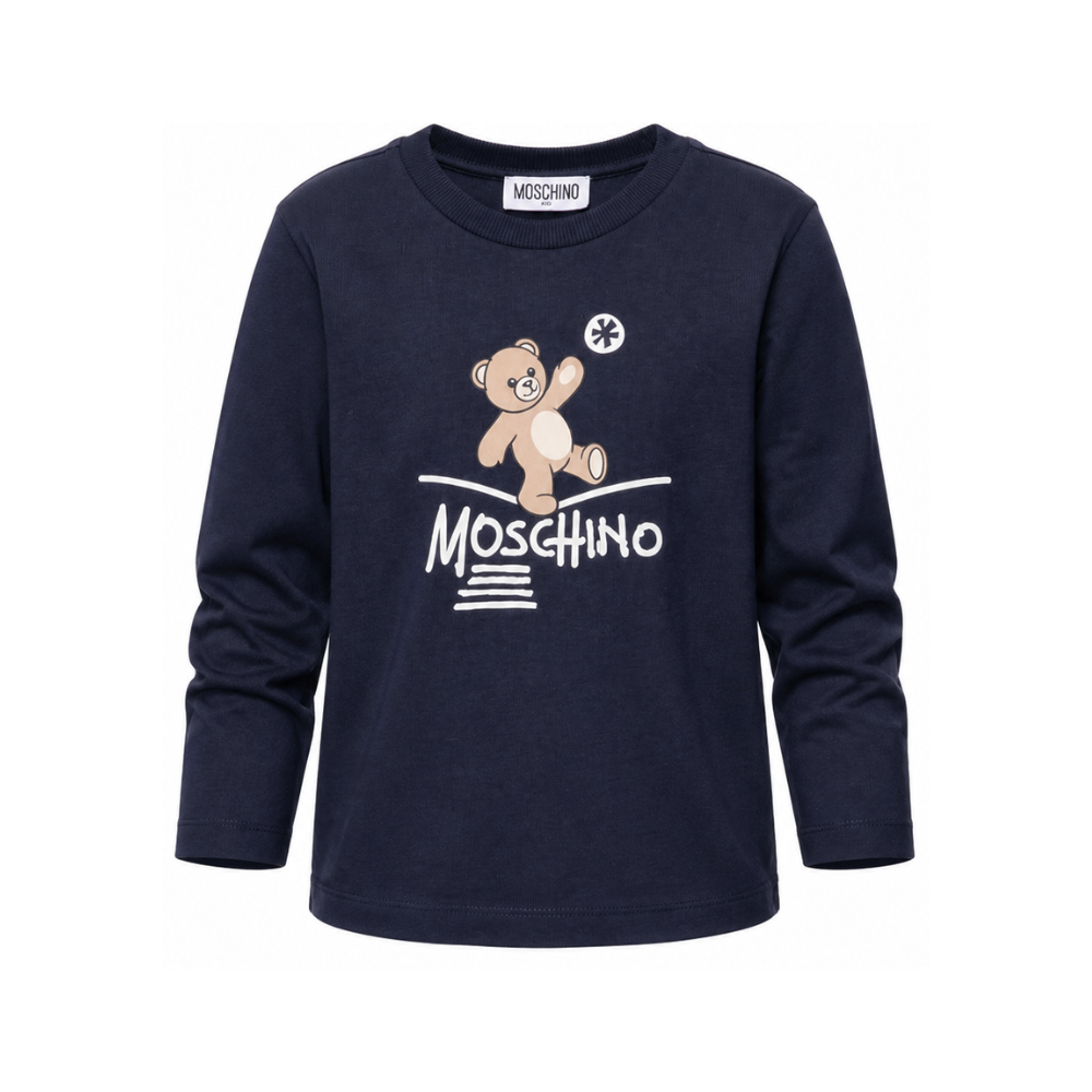 T-shirt per bambini Moschino Kids blu con motivo Teddy Bear HZO00JLAA20 40016 MOSCHINO KIDS