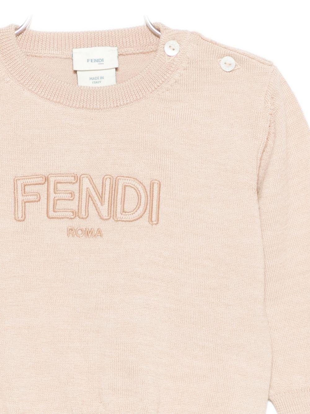 Maglione per neonato Fendi Kids beige con logo ricamato BUG203 AS5P F1P2N FENDI KIDS