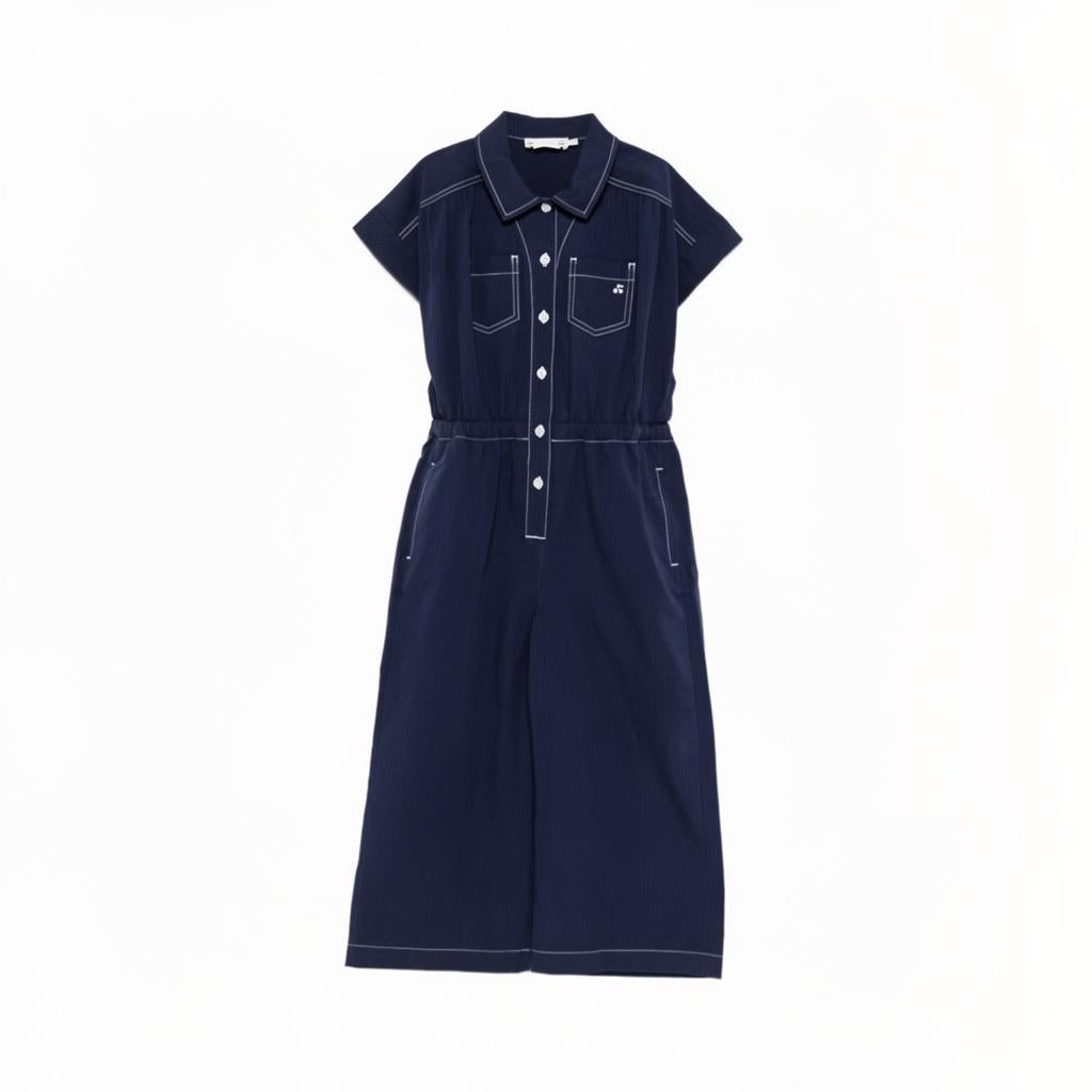 Tuta intera per bambina Bonpoint blu con tasche sul davanti S06GOVW00001 274A BONPOINT