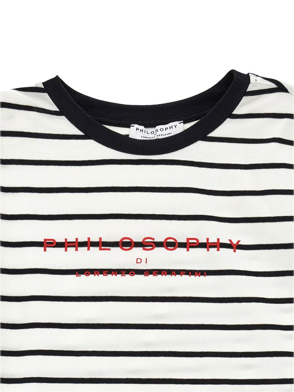 T-shirt per bambina Philosophy di Lorenzo Serafini Kids bianca con design a righe I1G602 7215 0150 PHILOSOPHY KIDS