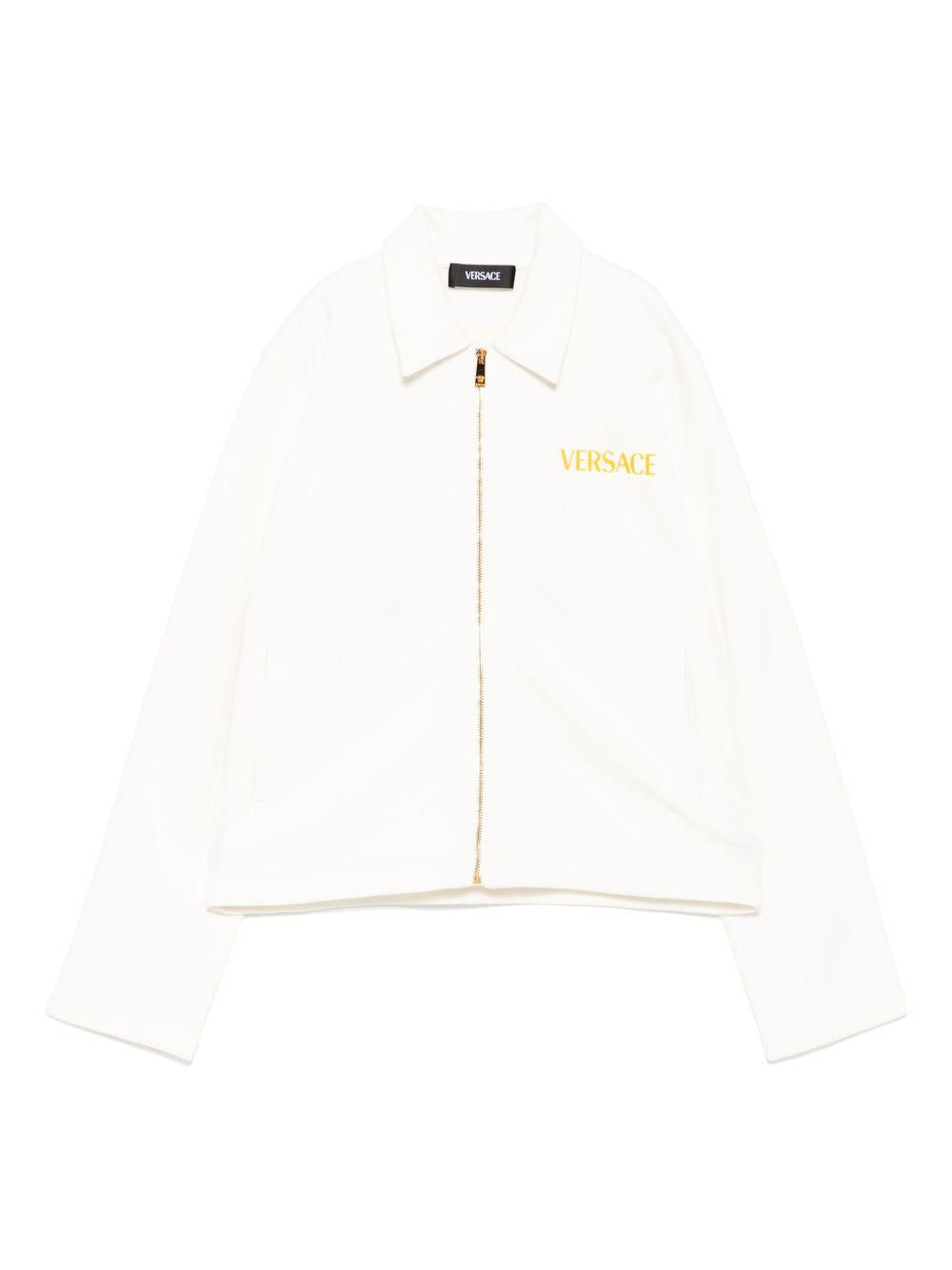 Felpa in cotone per bambino Versace Kids bianco con zip e logo 10182861A13186 2W110 VERSACE KIDS
