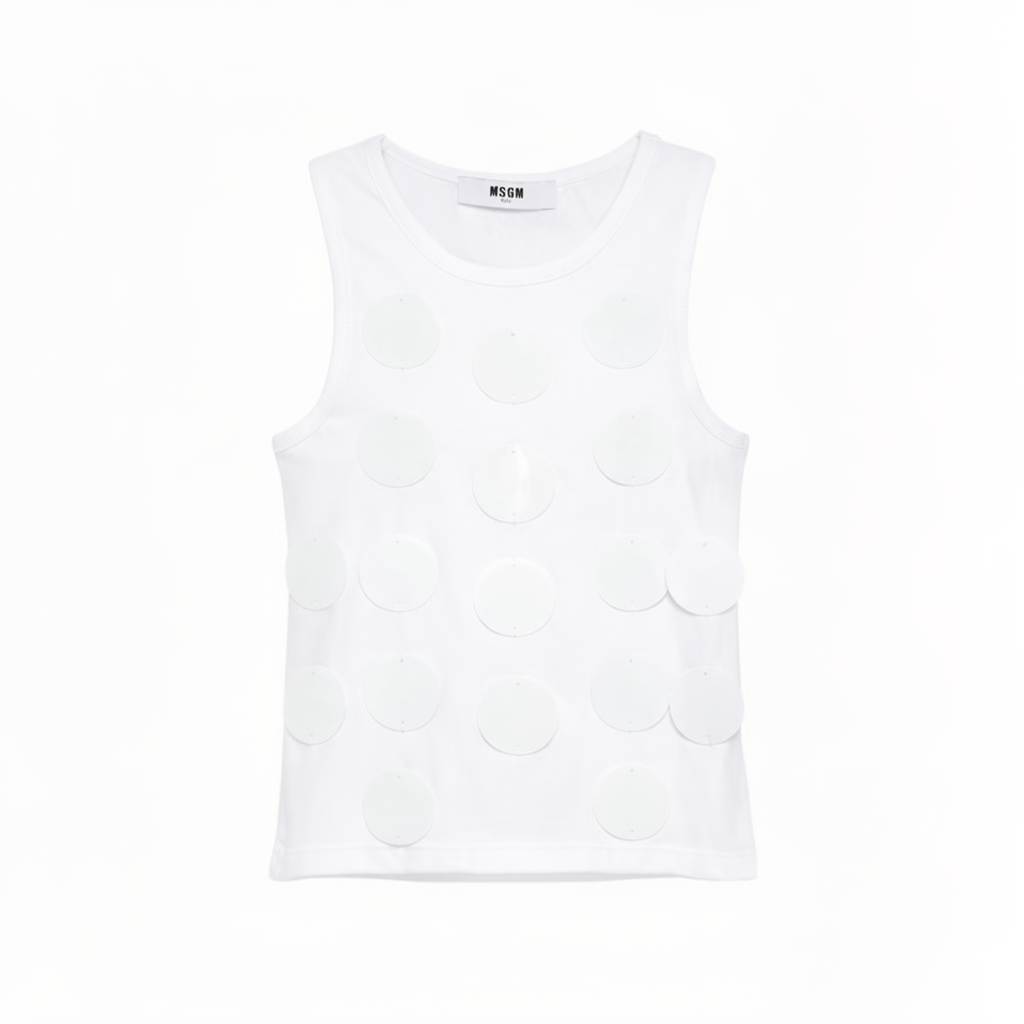 Canotta per bambina MSGM Kids bianca con applicazioni S6MSJGTA100 001 MSGM KIDS