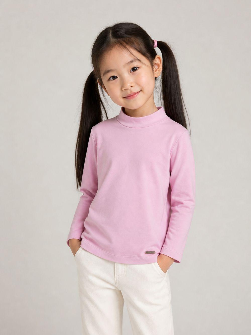 T-shirt per bambina Monnalisa Kids rosa con dettaglio collo alto 17HLUP 8201 0063 MONNALISA KIDS