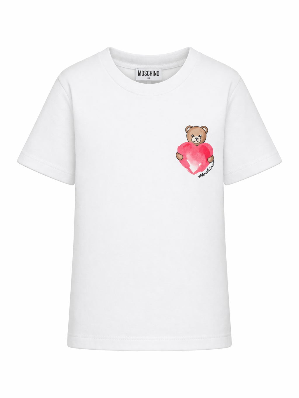 T-shirt per bambina Moschino Kids bianca con stampa Teddy sul davanti HDM076LBA00 10101 MOSCHINO KIDS