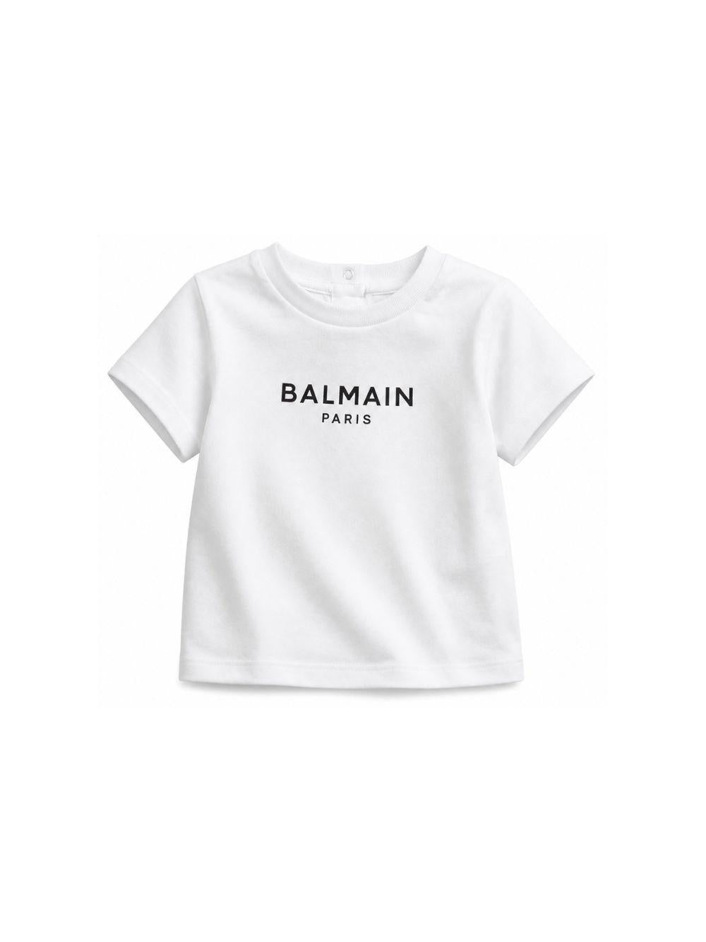 T-shirt da neonato balmain Kids bianca con stampa logo BY8631 Z3672 100NE BALMAIN KIDS