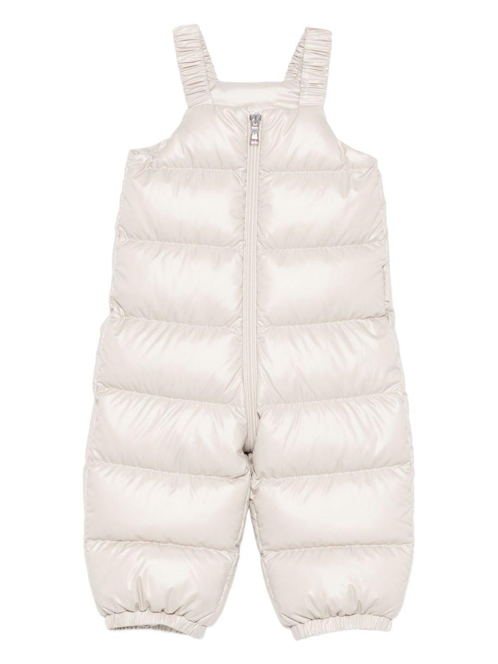 Tuta da neve per neonati Moncler Enfant beige trapuntata con cappuccio K29511F00001597YX 20N MONCLER ENFANT