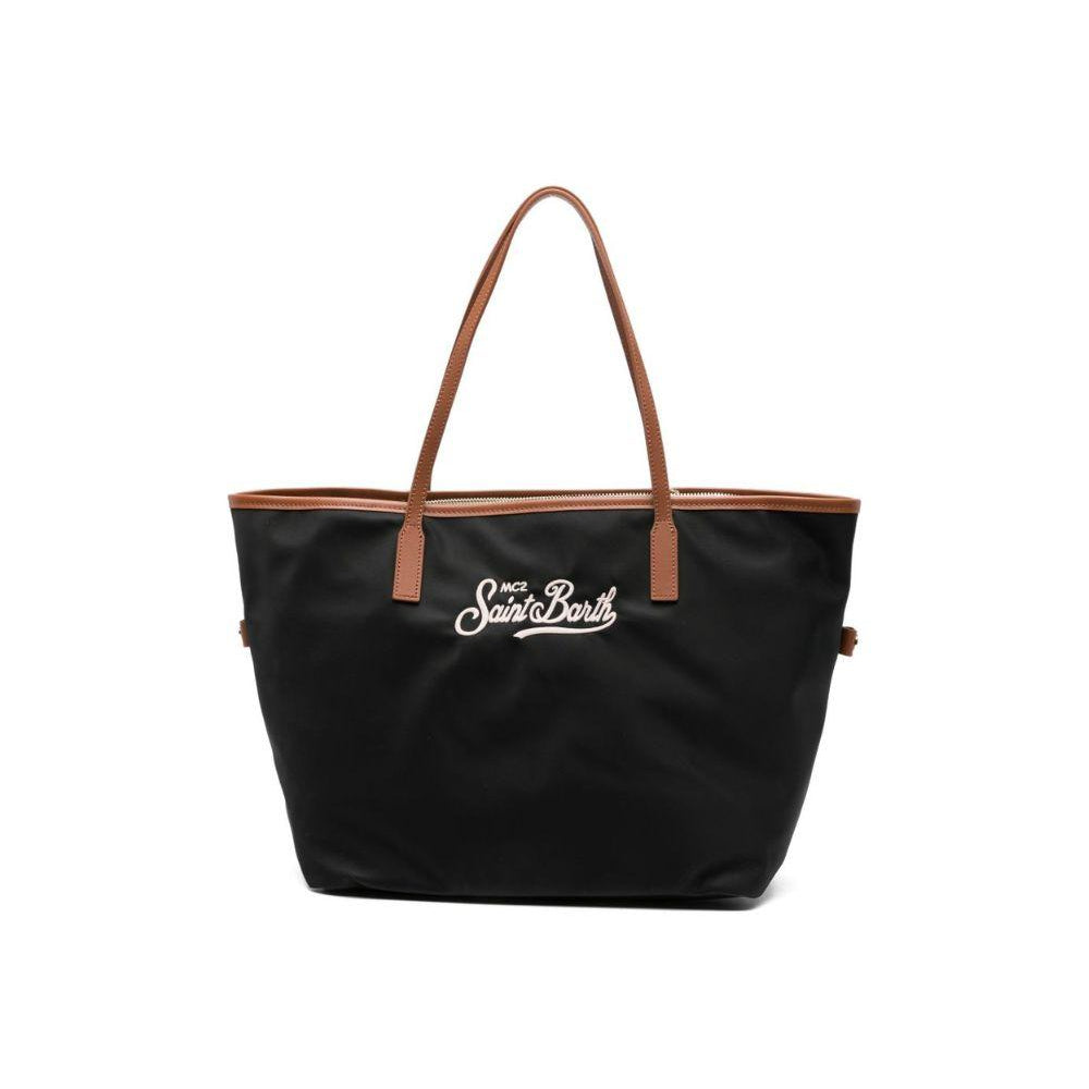 Borsa tote Lou MC2 Saint Barth nera con logo ricamato CB0002 00288L MC2 ST. BARTH KIDS