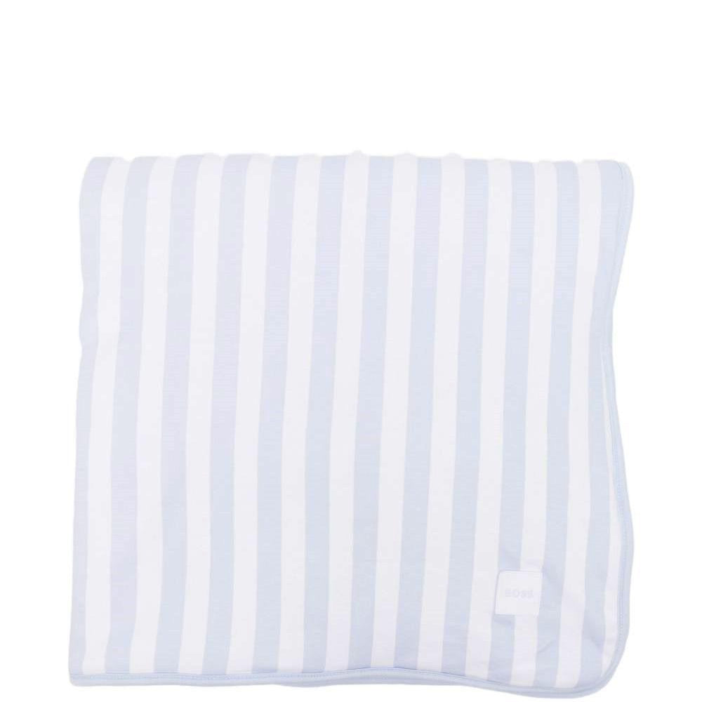 Coperta per neonato Boss Kids azzurra con design a righe J53093 771 BOSS KIDS