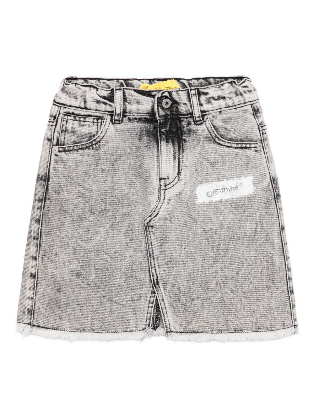 Gonna per bambina Off-White Kids grigio in denim con orlo sfrangiato OGYF00AF25DEN001 0901 OFF WHITE KIDS