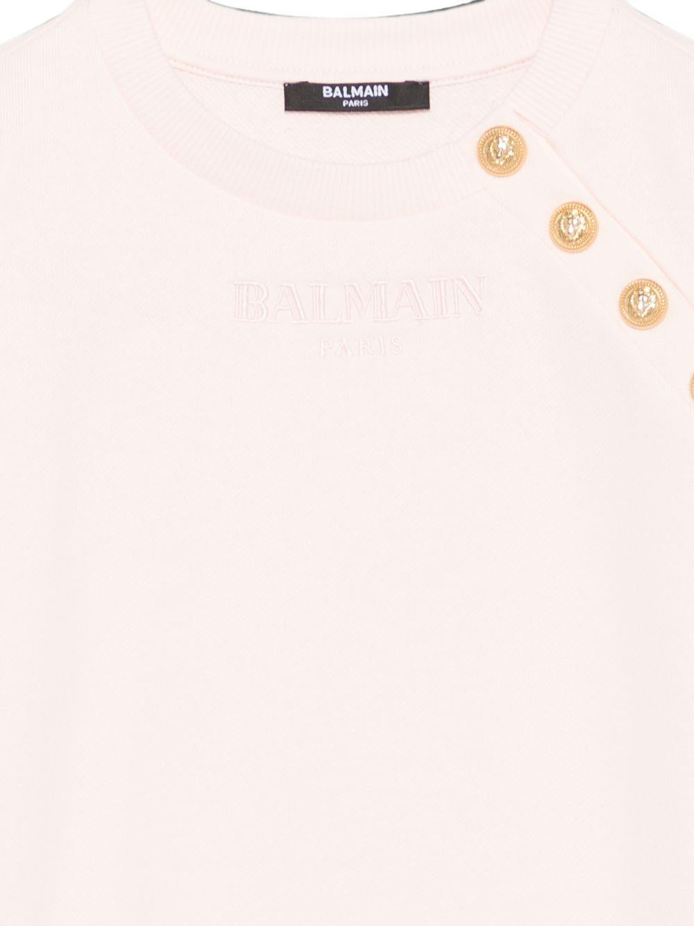 Felpa per bambina Balmain Kids rosa con bottoni decorati BZ4B30 Z3183 508OR BALMAIN KIDS