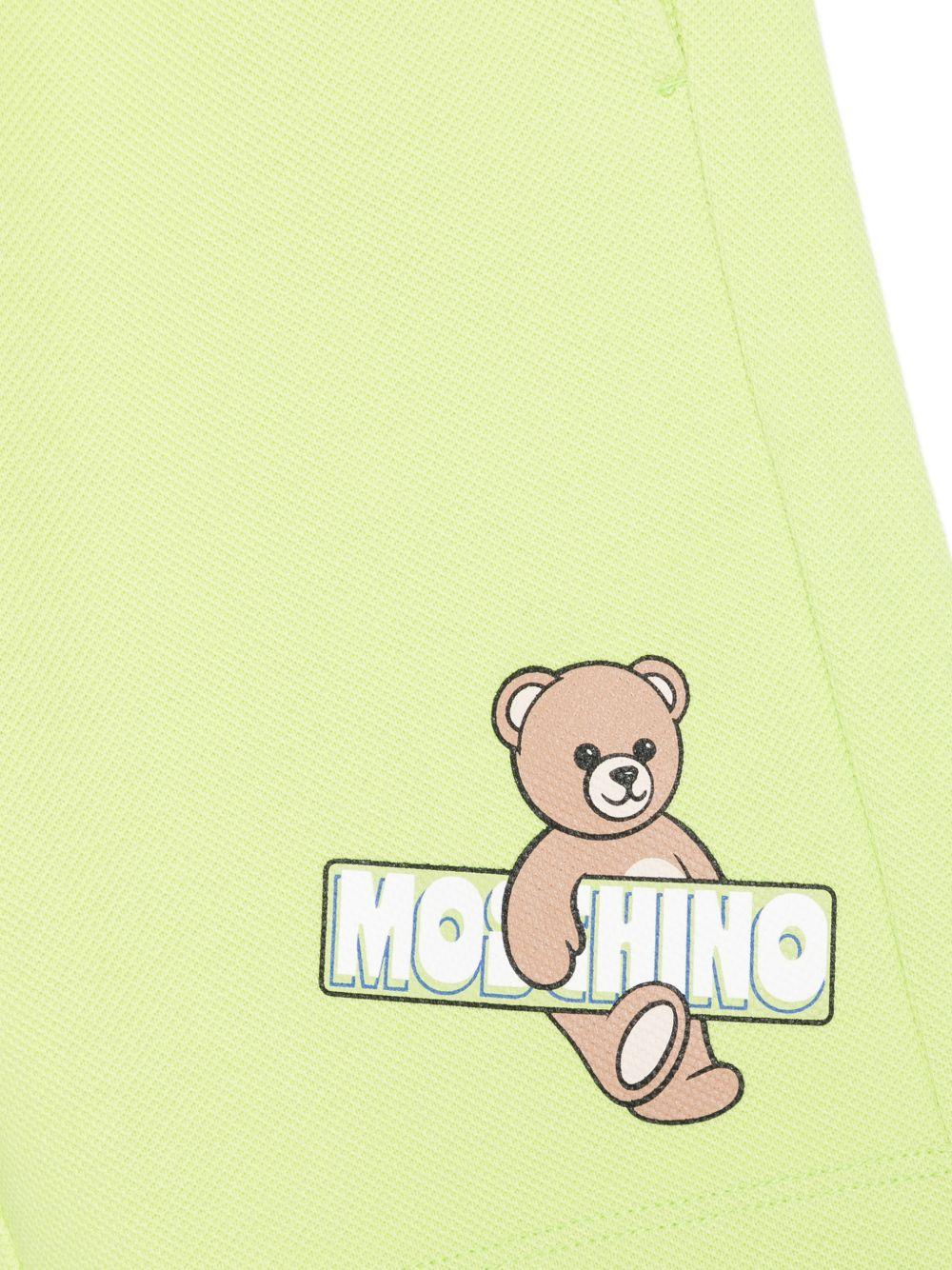Shorts per bambino Moschino Kids verde con stampa grafica HUQ02LLCA90 30355 MOSCHINO KIDS