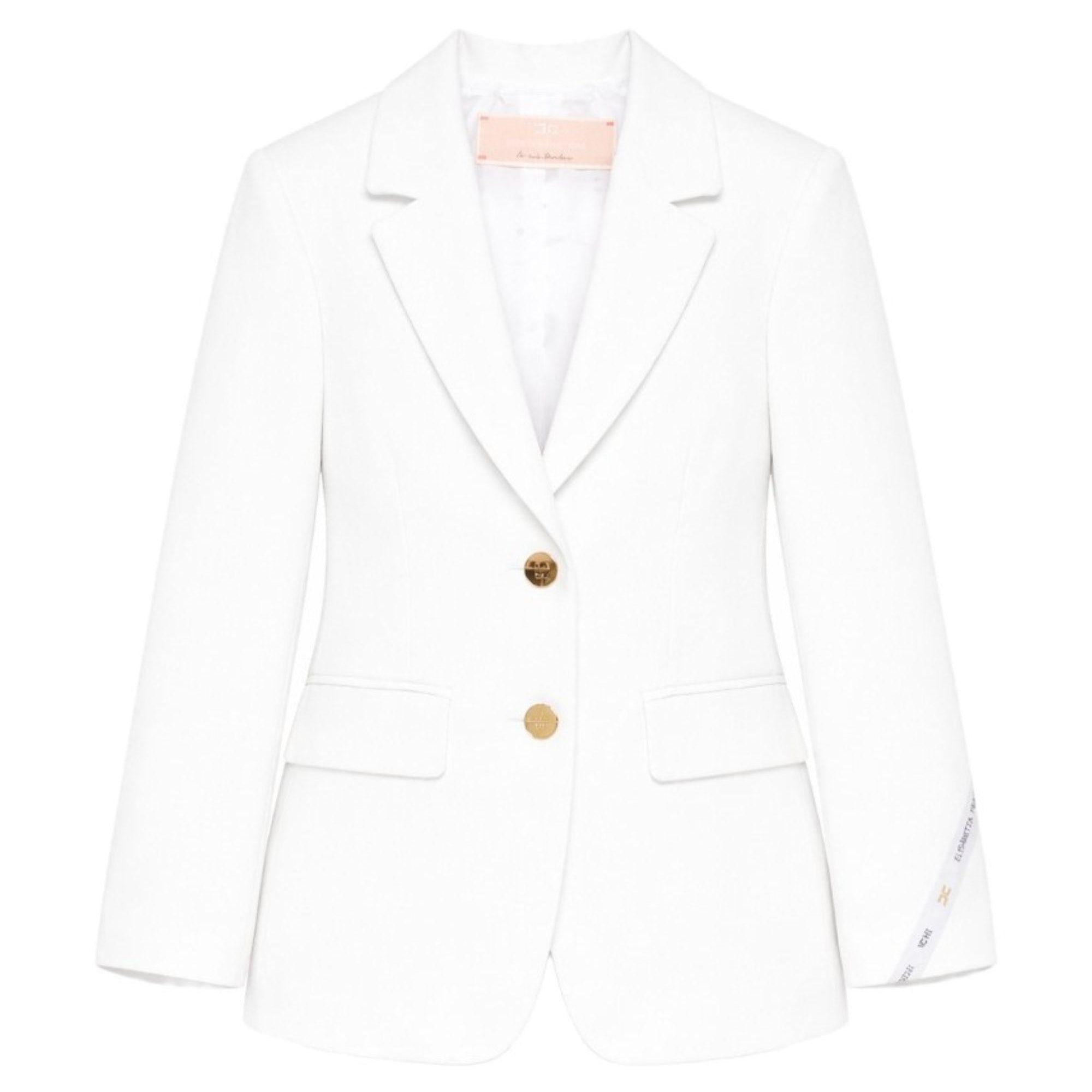 Blazer per bambina Elisabetta Franchi La Mia Bambina bianco con dettaglio logo EFGC0740GA022 0195 ElISABETTA FRANCHI