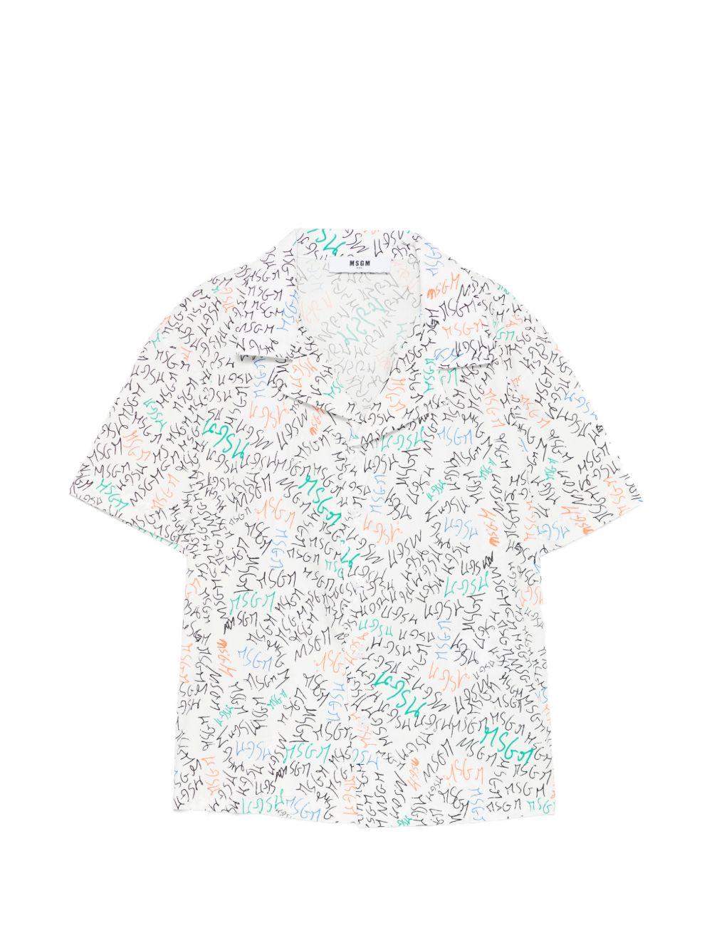 Camicia per bambino MSGM Kids bianca con stampa logo all-over S6MSJBSI236 001 MSGM KIDS