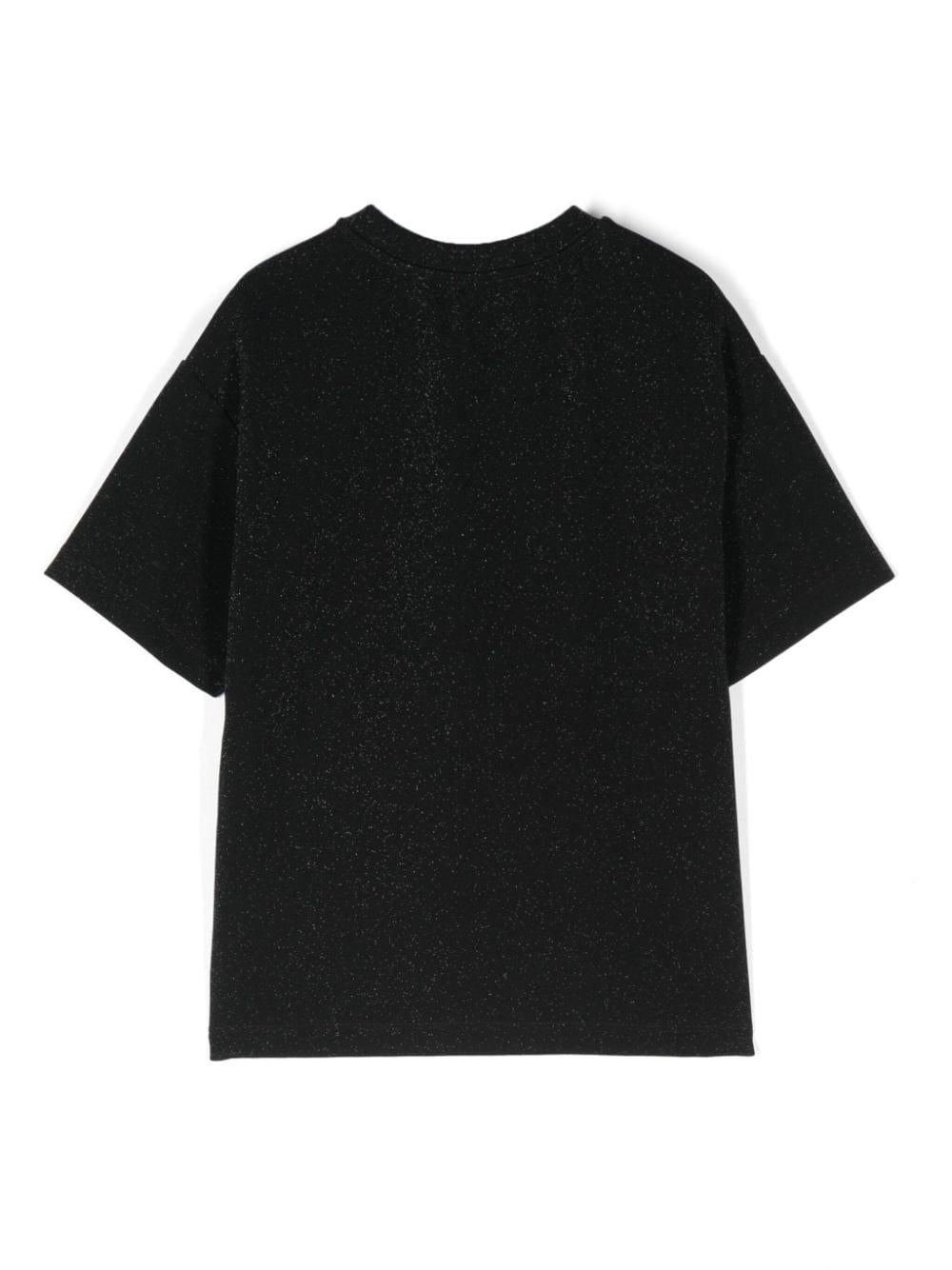Maglietta glitterata per bambina Balmain Kids nero con scollo rotondo BV8R81 J0445 930ME BALMAIN KIDS