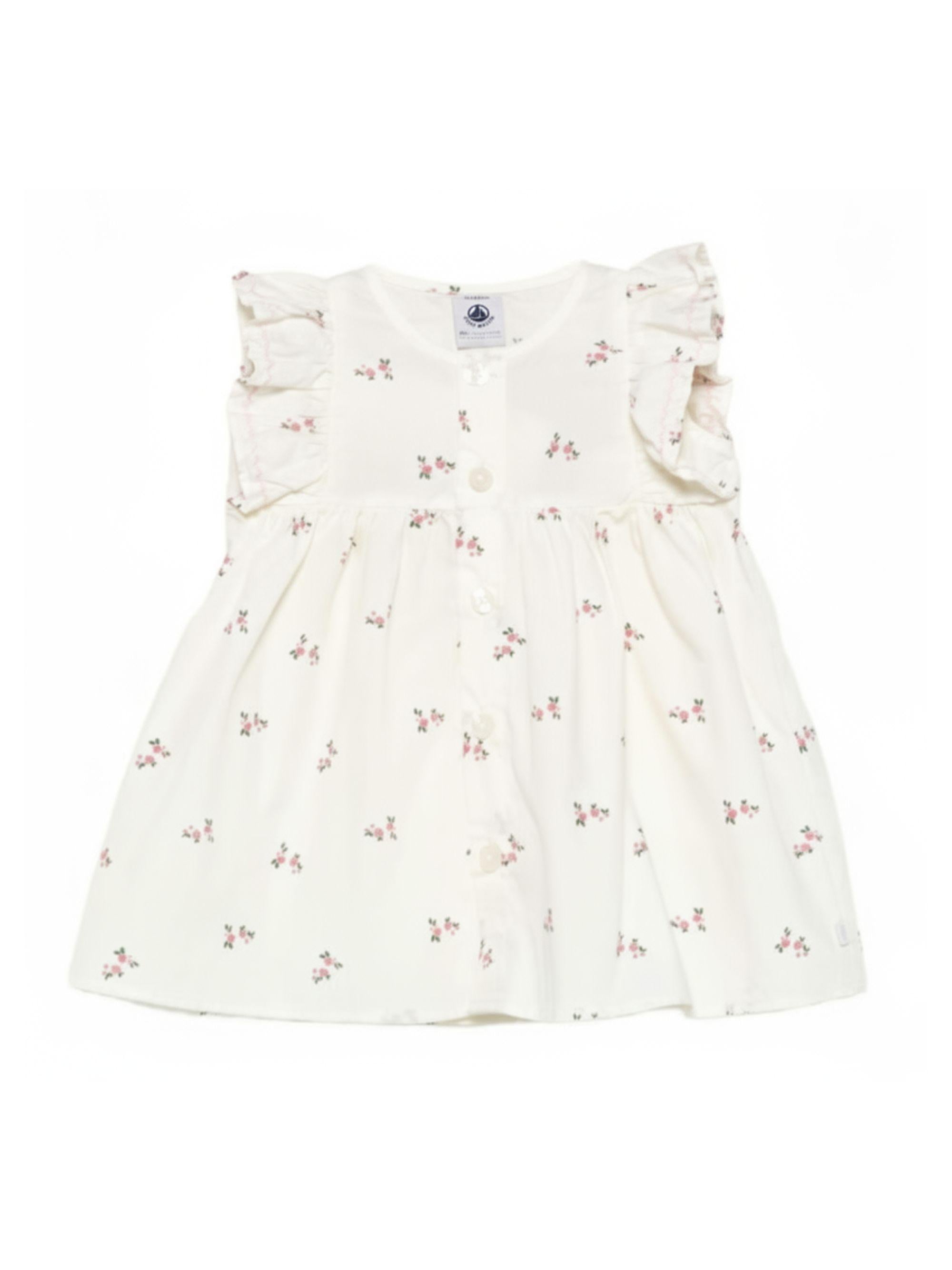 Abito per neonata Petit Bateau bianco con stampa a fiori A0F3R 01 PETIT BATEAU KIDS