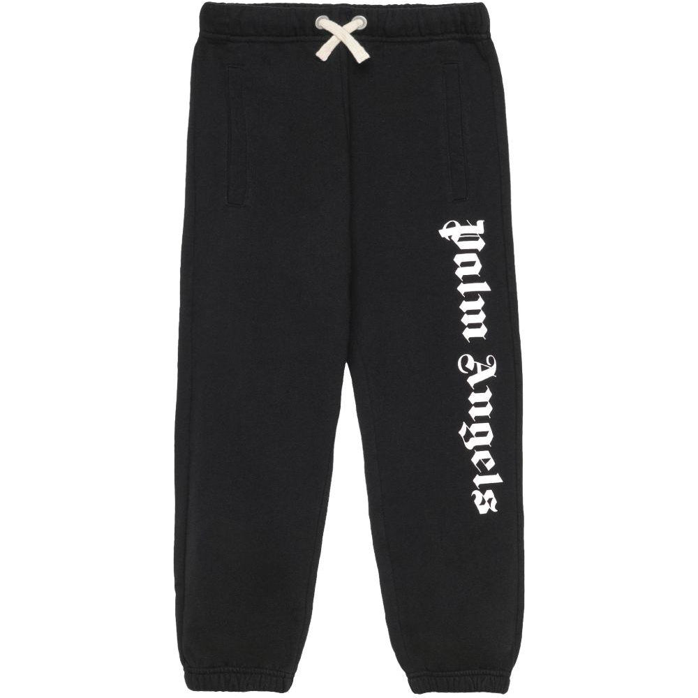 Pantaloni sportivi per bambino Palm Angels Kids neri con logo sul davanti PBCH008S26FLE001 110 PALM ANGELS KIDS