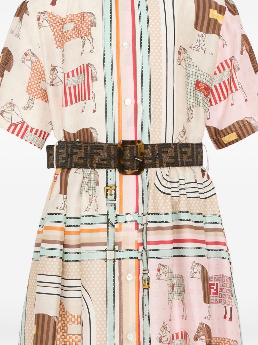 Abito per bambina Fendi Kids beige a righe JFB837 AVVY F0B8F FENDI KIDS