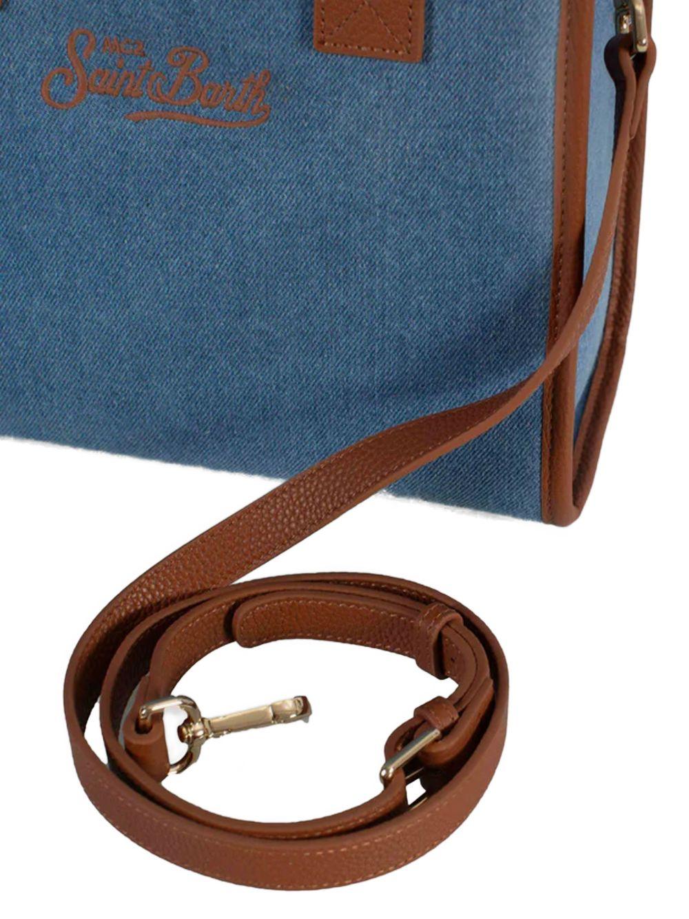 Borsa a tracolla Vanity Midi Denim MC2 Saint Barth blu con logo ricamato VANMD001 01515L MC2 ST. BARTH KIDS