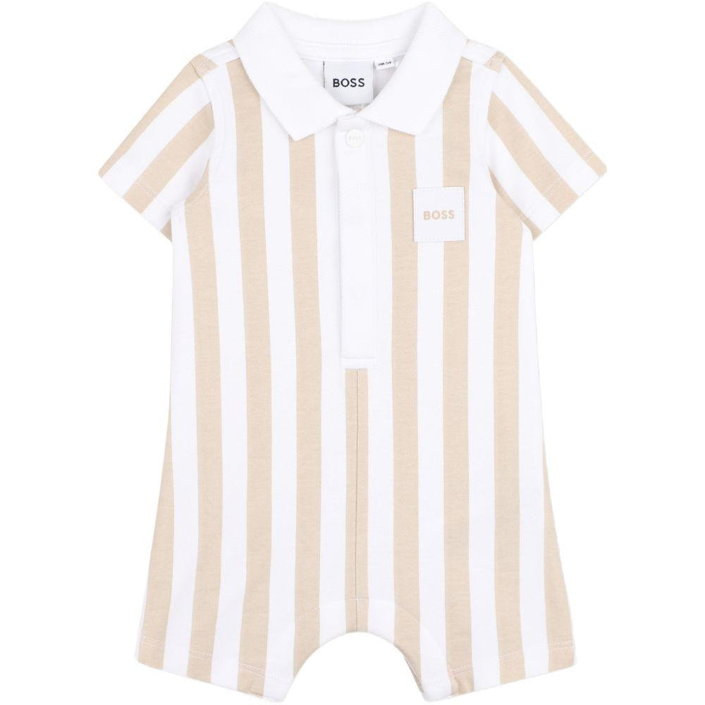 Tutina per neonato Boss Kids beige con motivo a righe verticali J53032 249 BOSS KIDS