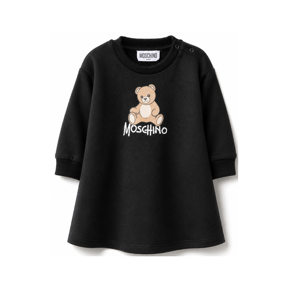 Abito per neonata Moschino Kids nero con motivo Teddy Bear MBV0CVLCA40 60100 MOSCHINO KIDS