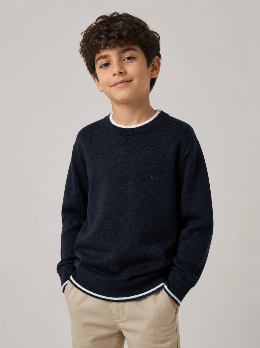 Maglione per bambino Paul & Shark Kids blu con bordi a contrasto WUW005LHE88 42370 PAUL & SHARK KIDS