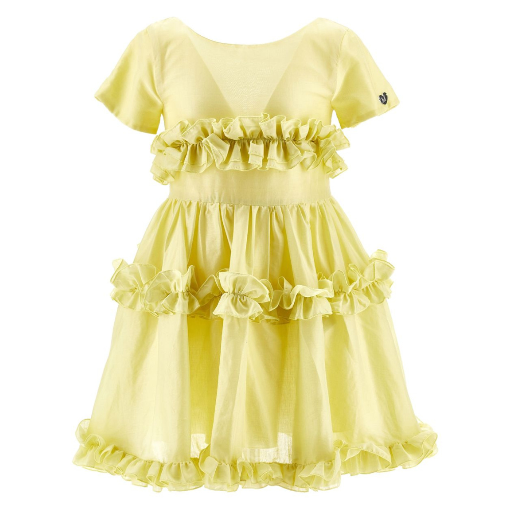 Abito per bambina Monnalisa giallo con ruches 17G904 7105 0014 MONNALISA KIDS