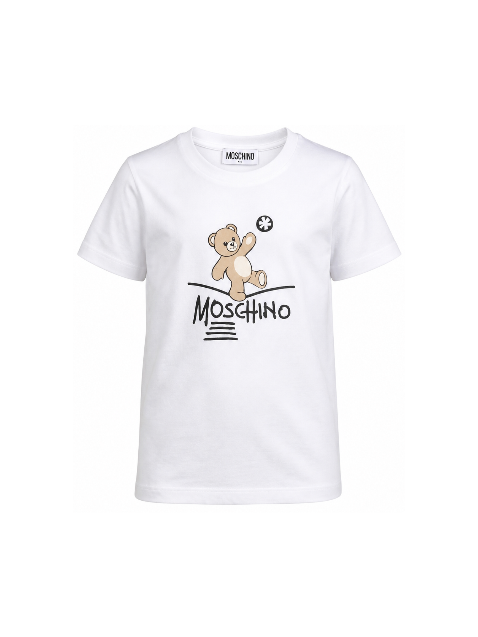T-shirt per bambini Moschino Kids bianca con motivo Teddy Bear HUM05XLAA20 10101 MOSCHINO KIDS