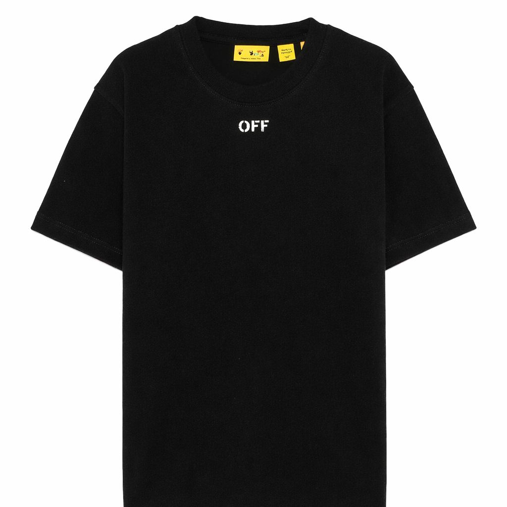 T-shirt per bambino Off-White Kids nera con stampa grafica sul retro 44BAA002S26J006 001 OFF WHITE KIDS