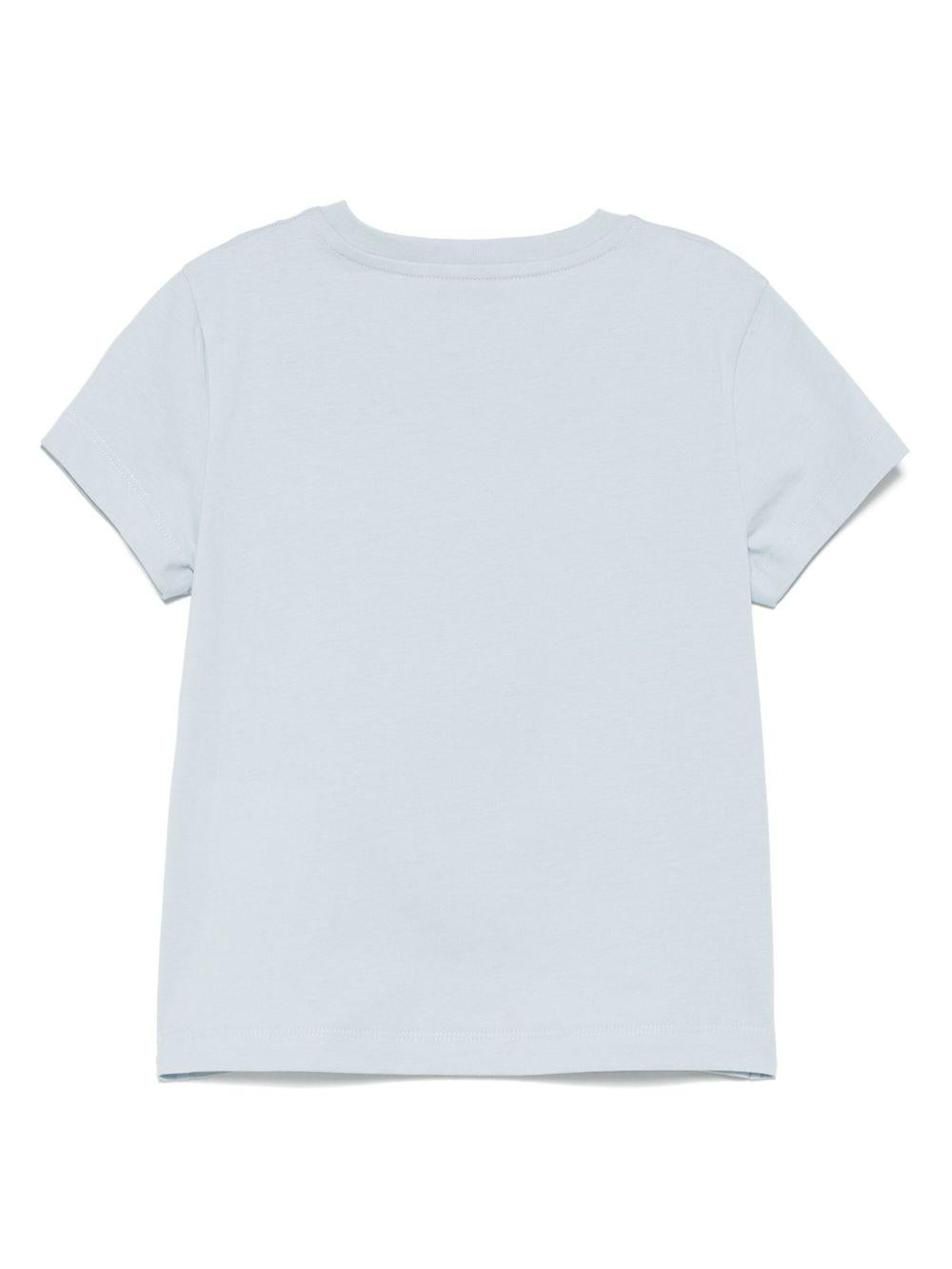 T-shirt per bambino Moncler Enfant azzurro in cotone con logo K19548C0001389AT9 70E MONCLER ENFANT