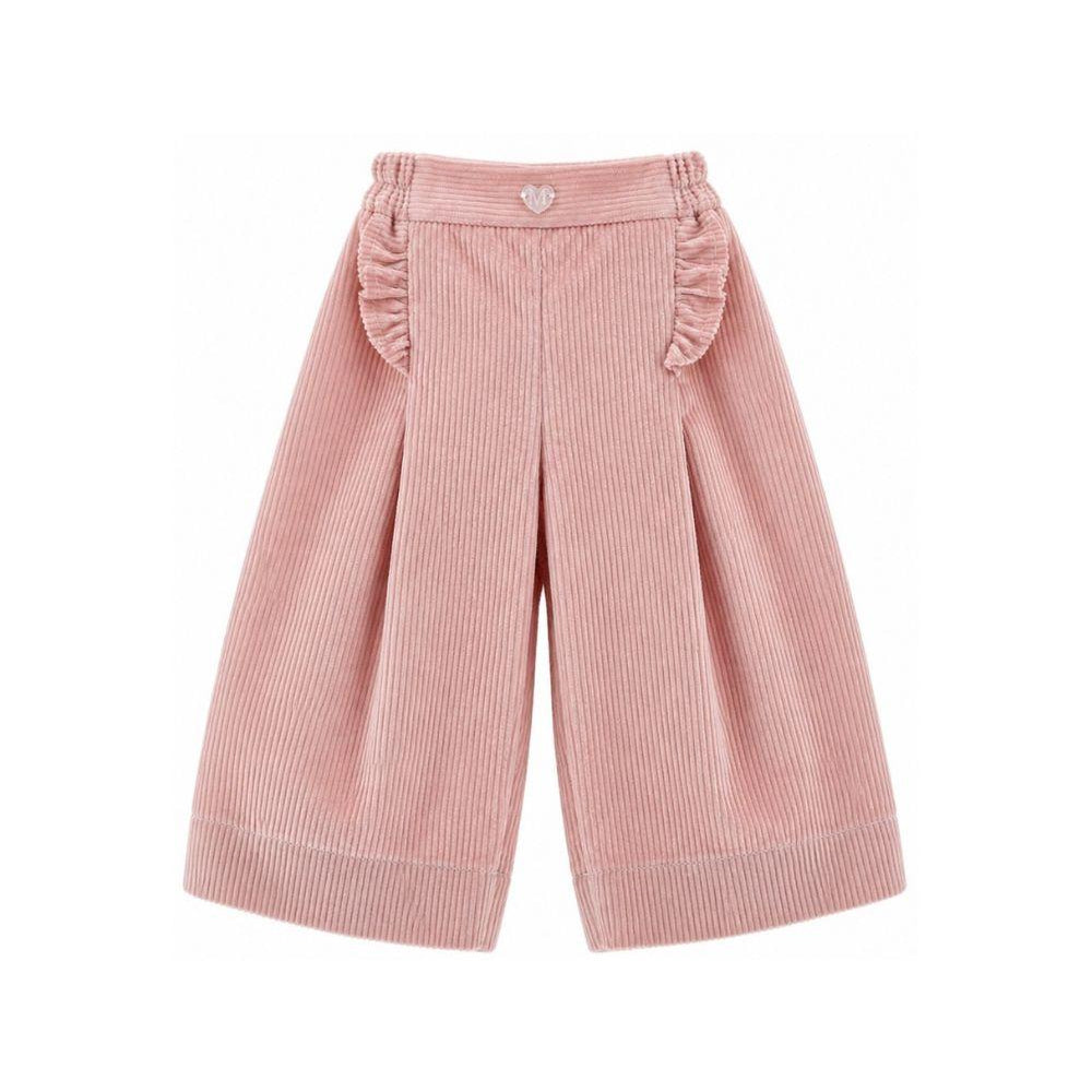 Pantaloni per bambina Monnalisa Kids rosa con placca con logo a cuore 37H400 8852 094F MONNALISA KIDS