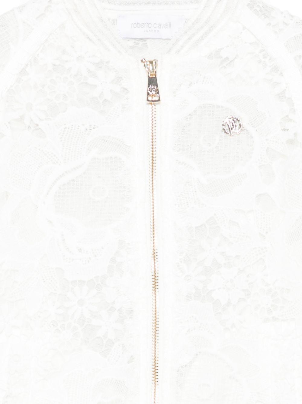 Giubbino per bambina Roberto Cavalli Kids bianco con pizzo floreale CGP26135GB WHITE ROBERTO CAVALLI KIDS
