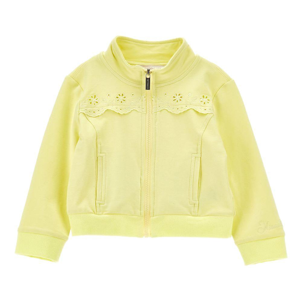 Felpa per bambina Monnalisa gialla con ricamo a fiori 17G800 7014 0014 MONNALISA KIDS