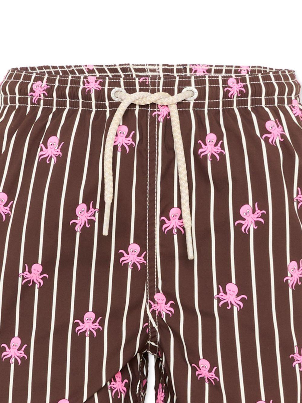 Costume per bambino MC2 Saint Barth Kids marrone con stampa grafica polpi all-over JEA0022 02109L MC2 ST. BARTH KIDS