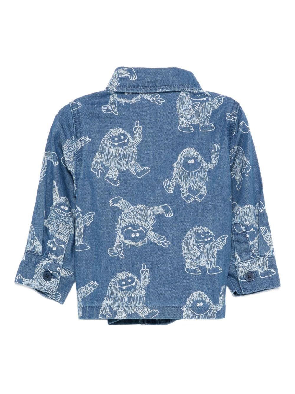 Camicia per neonato Stella McCartney Kids in denim con stampa Yeti TX5500 Z3361 664BC STELLA McCARTNEY KIDS
