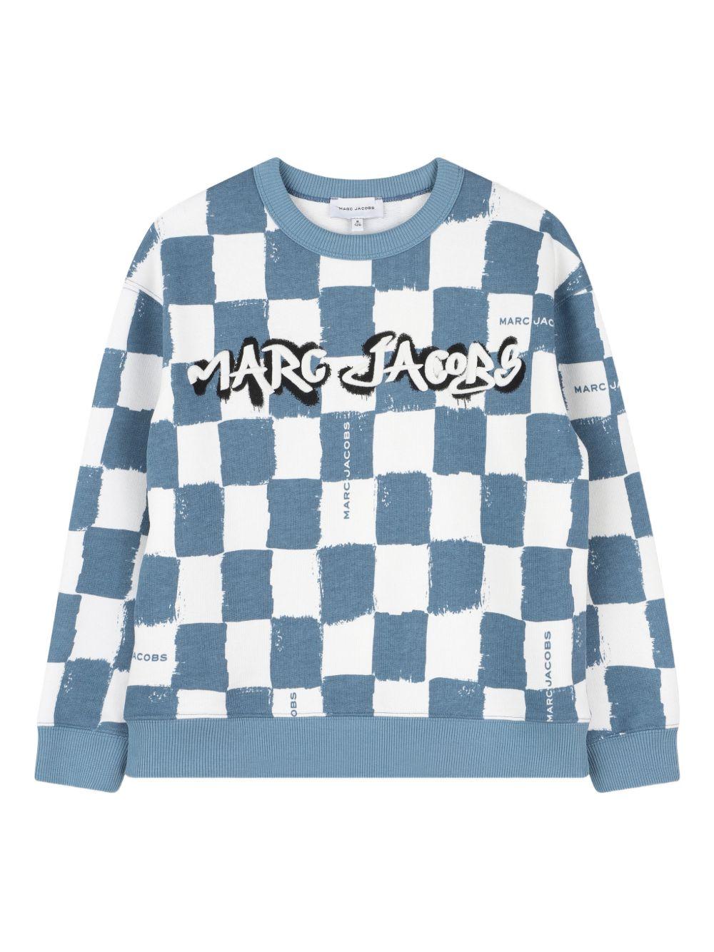 Felpa per bambino The Marc jacobs Kids azzurro con stampa a scacchi W60773 80B THE MARC JACOBS KIDS