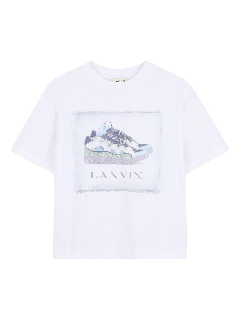 T-shirt per bambino Lanvin Enfant bianca con stampa grafica N30359 10P LANVIN KIDS