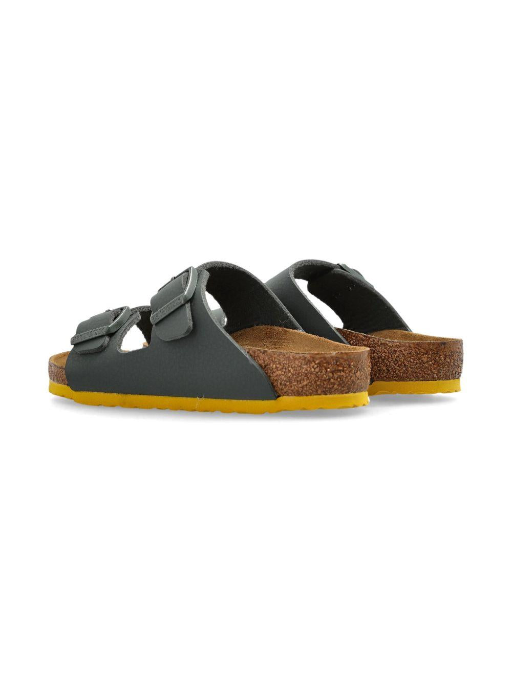 Ciabatte per bambino Birkenstock Kids Arizona verde con doppia chiusura con fibbia 1029449 THYME/OCHRE BIRKENSTOCK KIDS