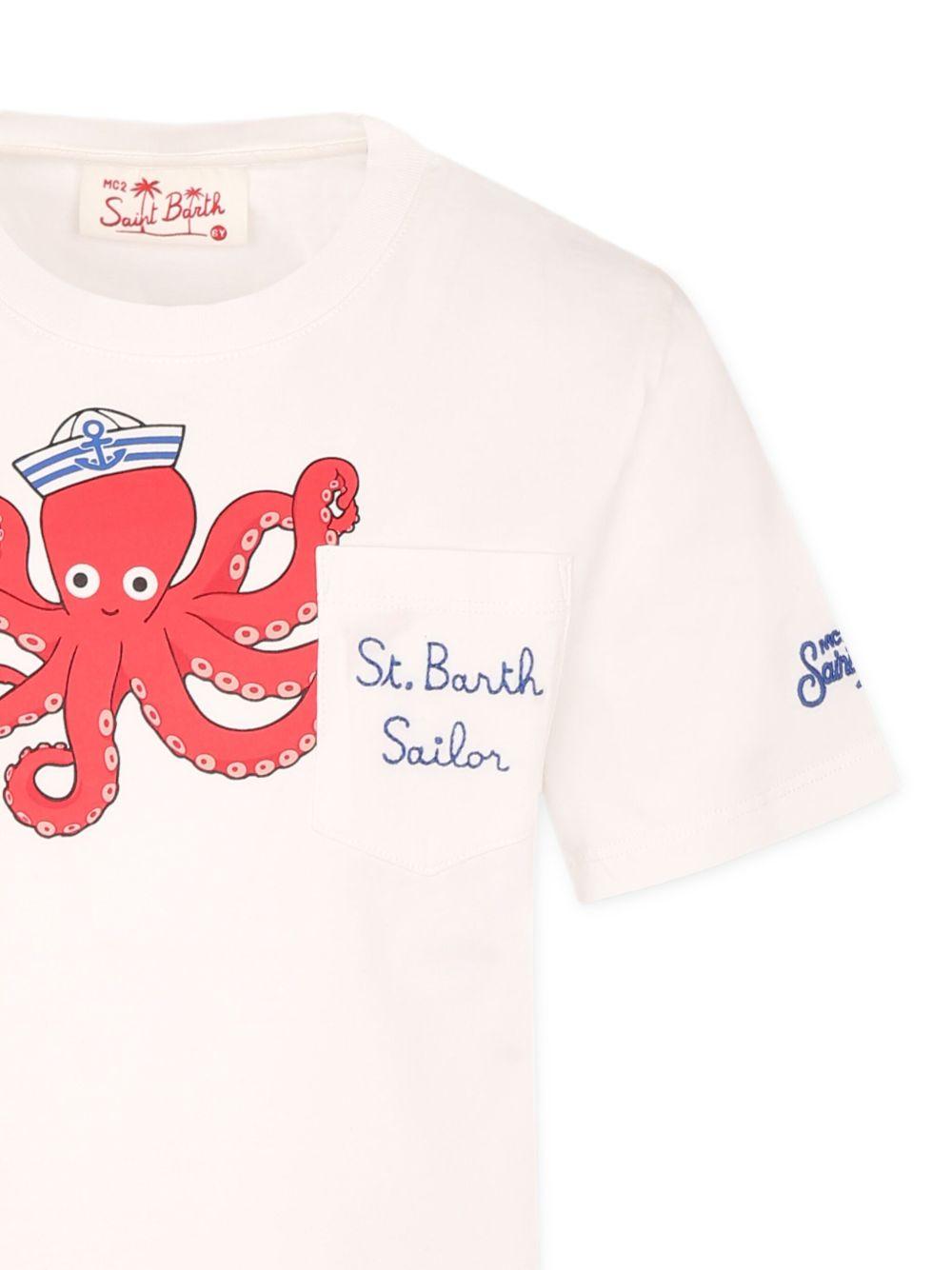 T-shirt per bambino MC2 St. Barth Kids bianca con stampa grafica sul davanti EDD0001 01947L MC2 ST. BARTH KIDS
