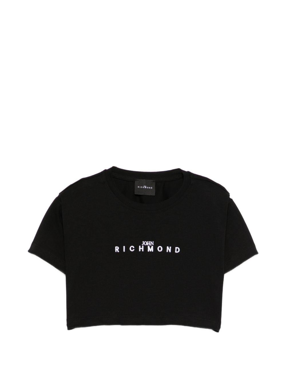 T-shirt per bambina John Richmond Junior nera modello crop RGP26123TS BLACK JOHN RICHMOND KIDS
