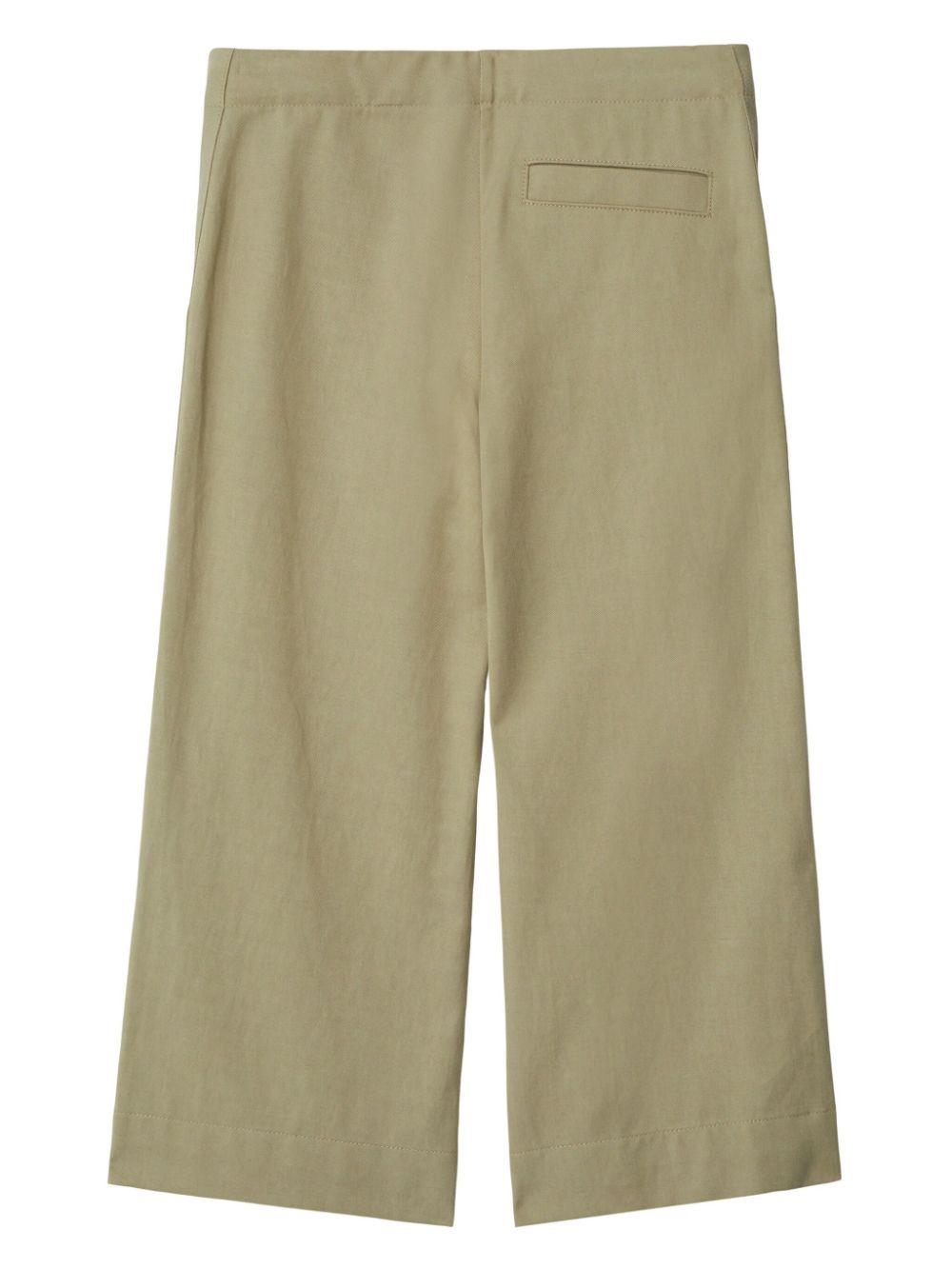 Pantaloni con ricamo Equestrian Knight per bambina Burberry Kids verde con taglio straight 8088678 B7311 BURBERRY KIDS