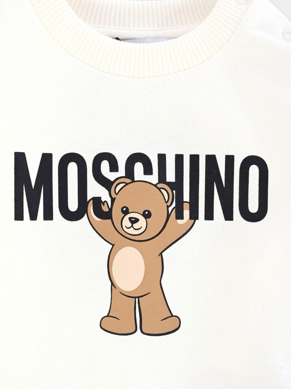 Felpa per neonati Moschino Kids bianco con logo Teddy Bear MNF060LCA40 10063 MOSCHINO KIDS