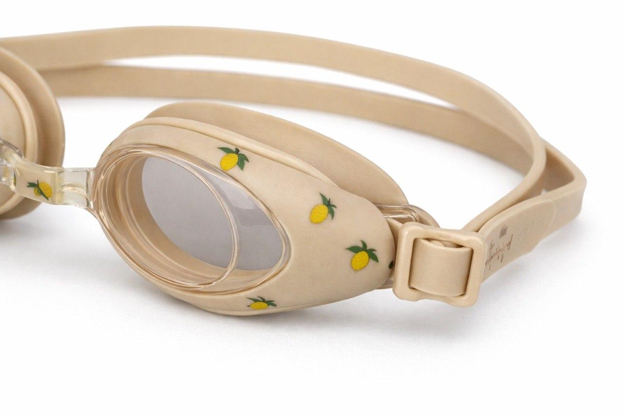 Occhiali da nuoto Marley per bambini Konges Slojd beige con stampa limoni all-over KS100967 LEMON KONGES SLOJD