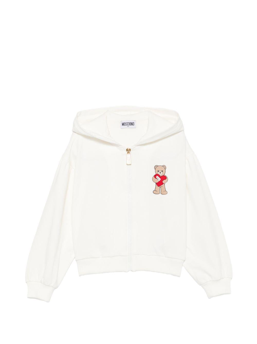 Felpa per bambina Moschino Kids bianca con dettaglio Teddy Bear HDF06TLDA63 10063 MOSCHINO KIDS