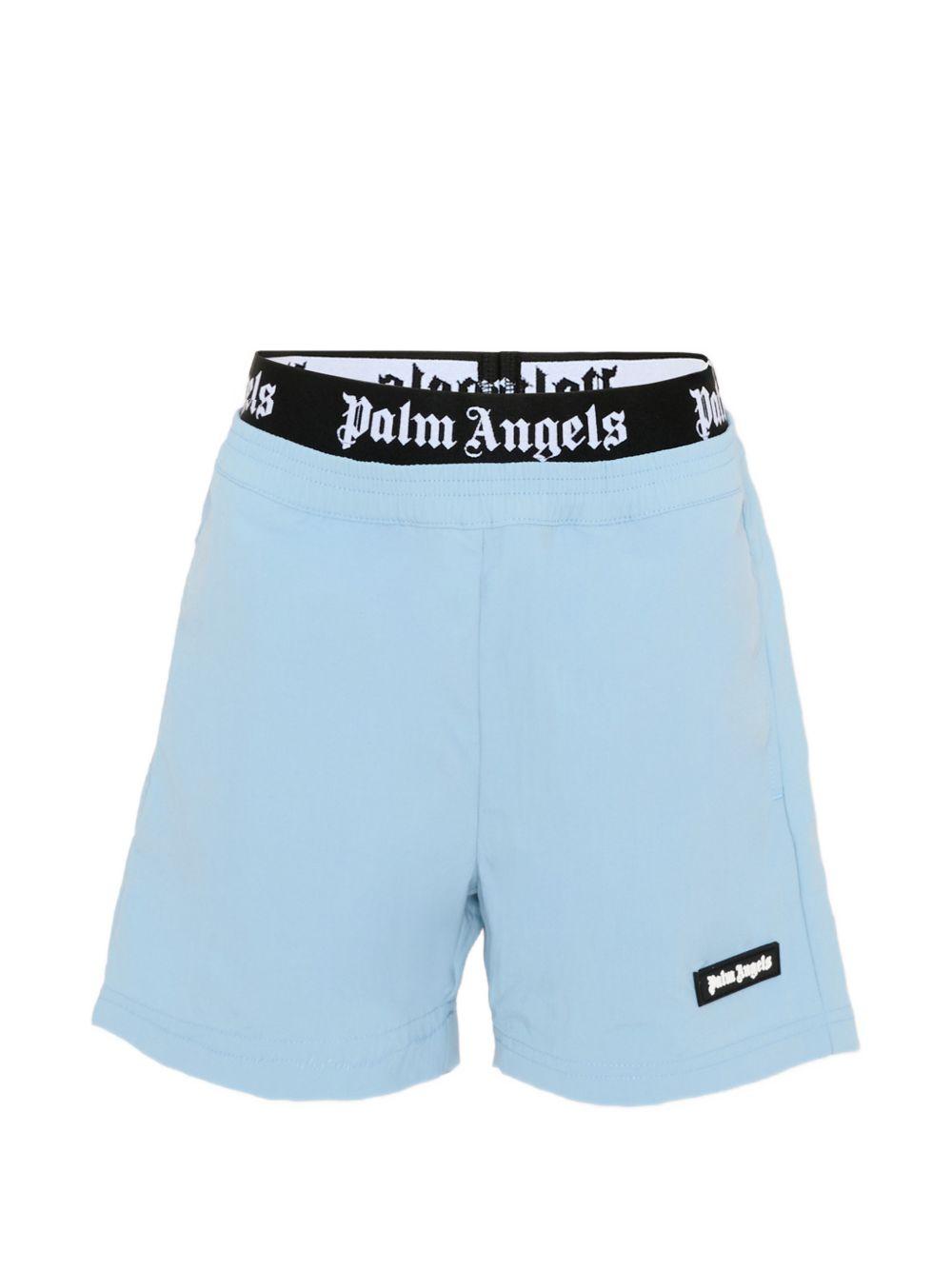 Costume da bagno per bambino Palm Angels Kids azzurro con logo in vita PBFD005S26FAB001 960 PALM ANGELS KIDS