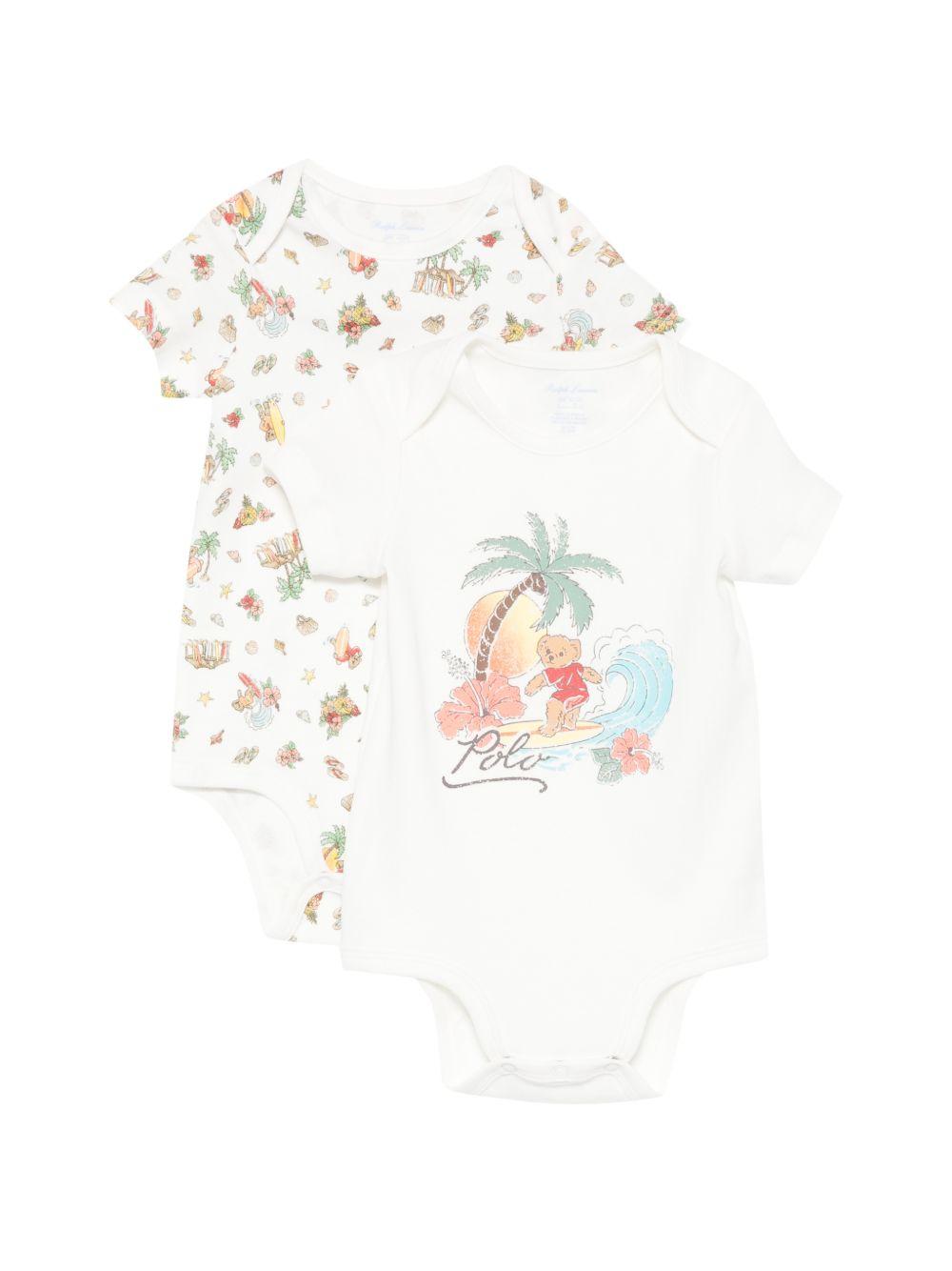 Set di due body per neonato Polo Ralph Lauren Kids bianco con stampa grafica 320B14126 001 Ralph Lauren kids