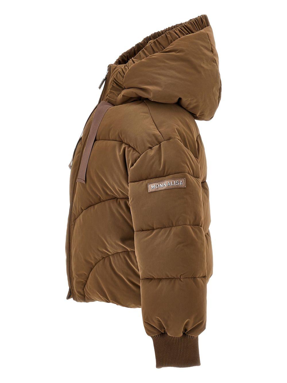 Piumino per bambina Monnalisa marrone con cappuccio 17F103 6022 0006 MONNALISA