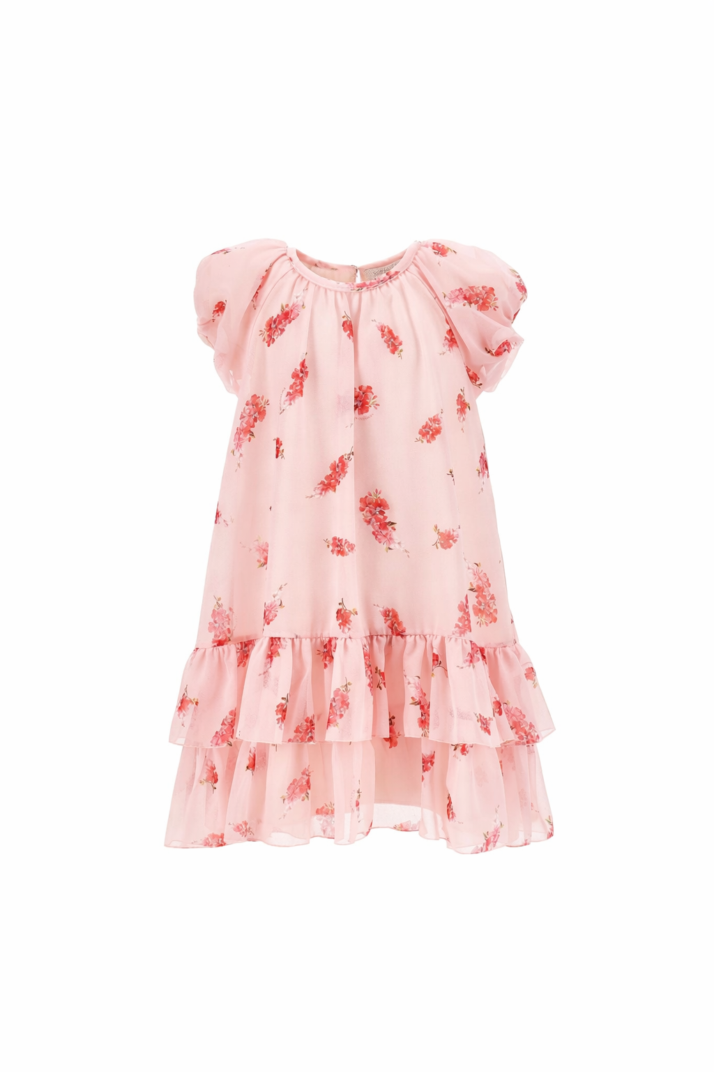 Abito per bambina Monnalisa rosa con stampa a fiori all-over 71G911 7618 0091 MONNALISA