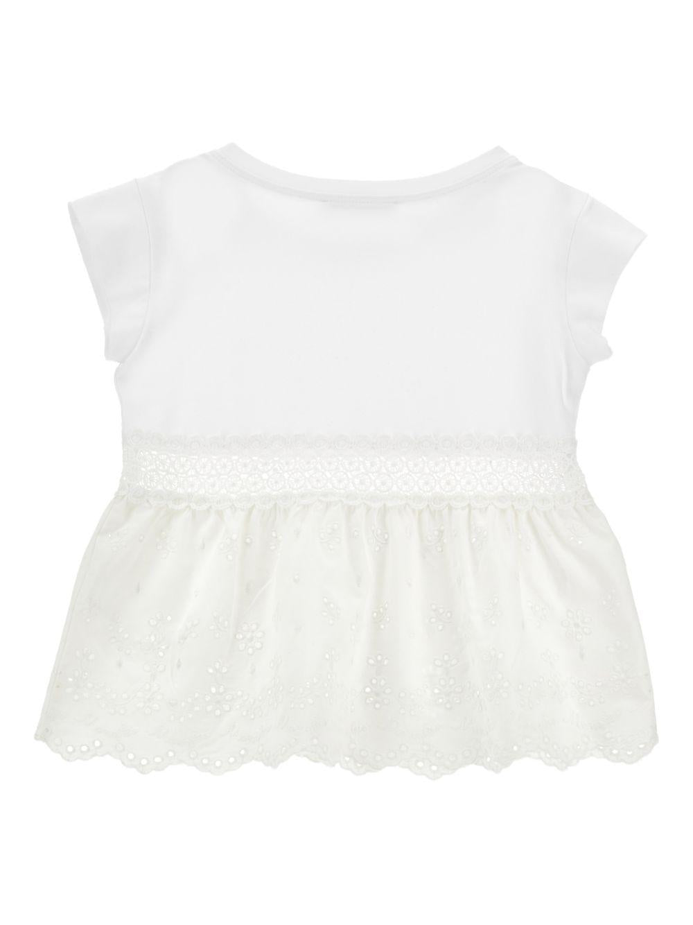 Top per bambina Monnalisa bianco con dettagli ricamati 17G604 7005 0099 MONNALISA KIDS